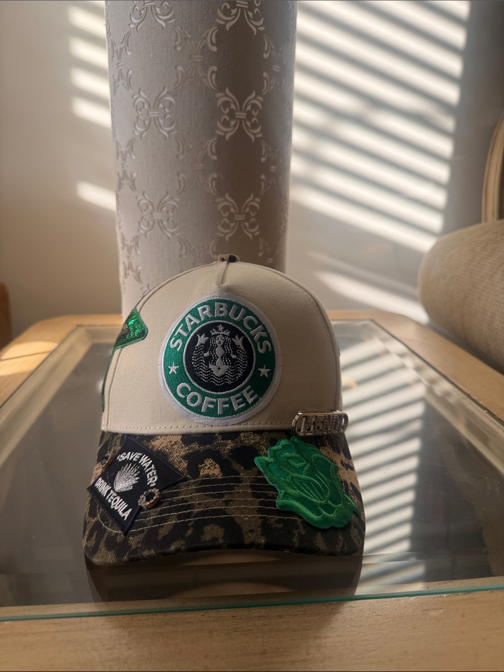 Starbucks Beige & Leopard-Print Logo Cap with Green Accents
